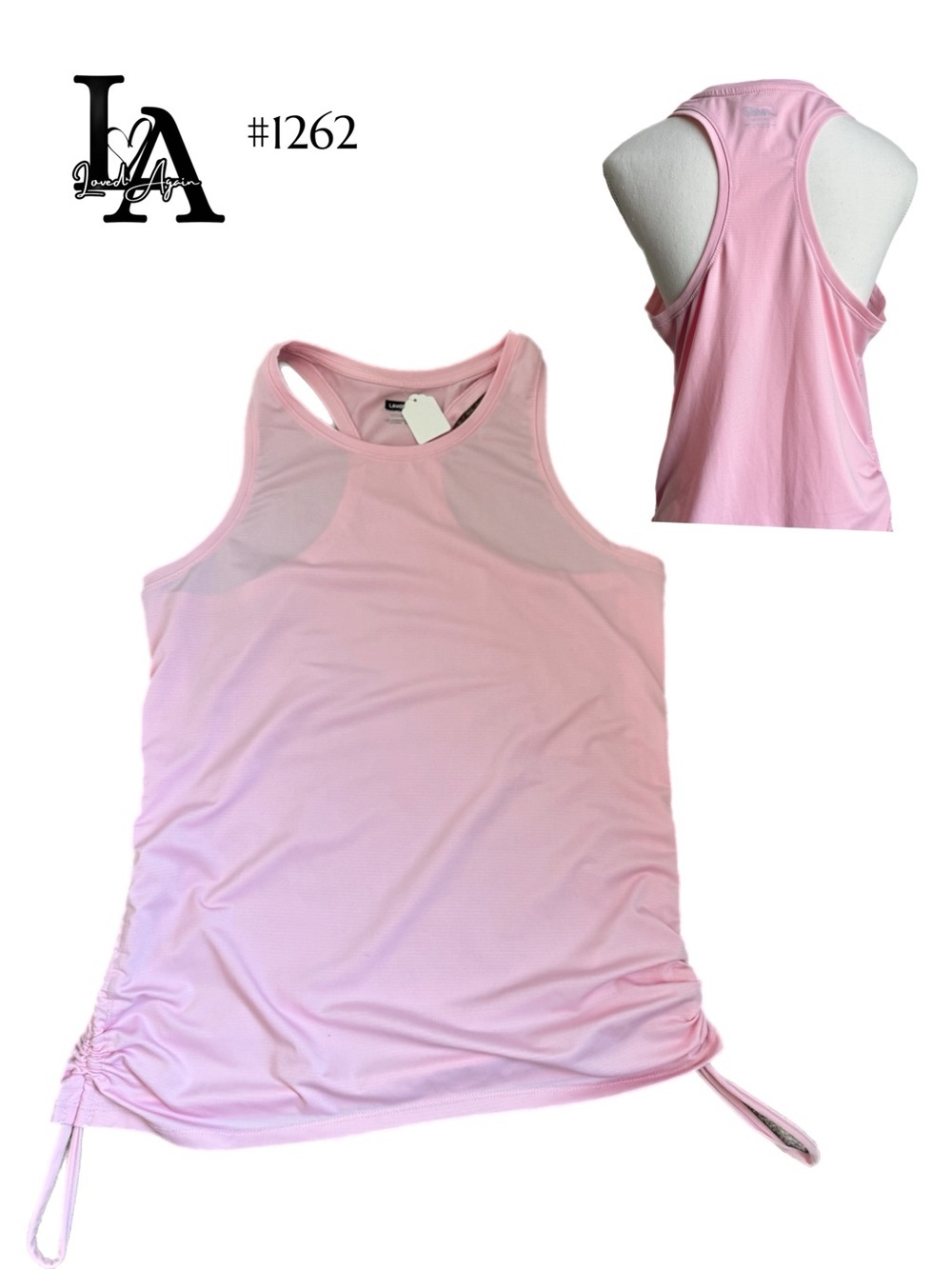 LAvon Light Pink Racerback Tank Top with Side Drawstring